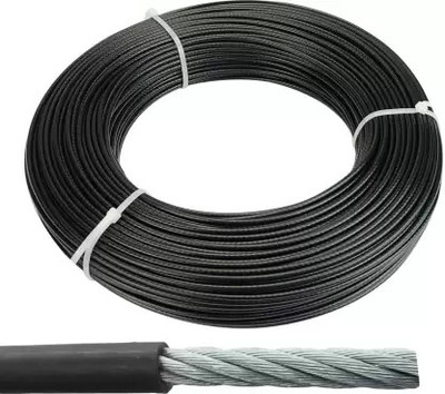 JFG 5mm Gym Machine cable wire black PU coated 23fts for Double Pulley Lat Pull Down Weight Lifting Bar