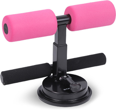 Strauss Adjustable & Self-Suction Sit Up Assistant Tool| Leg Exercise Support Equipment| Sit-up Bar(Pink)