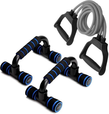 LIVOX Push Up Bar Stand With Resistance Tube Home Gym Men & Women Full Body Workout Push-up Bar