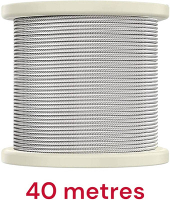 zenithfitness Gym Machine Cable Wire Rope | PU Coated | Inside Steel | Transparent | 40 Metres Multi-training Bar(Silver)