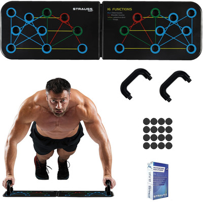 Strauss Multifunctional Push Up Board | Push Up Bar| Push Up Stand for Chest Press Push-up Bar(Black)