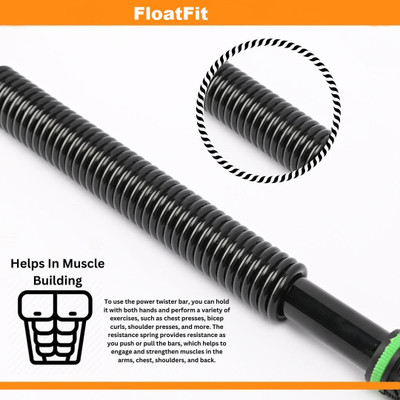 FloatFit Power Twister Bar-Arm,Shoulder Builder, Chest and Bicep Blaster Equipment Resistance Tube(Black)