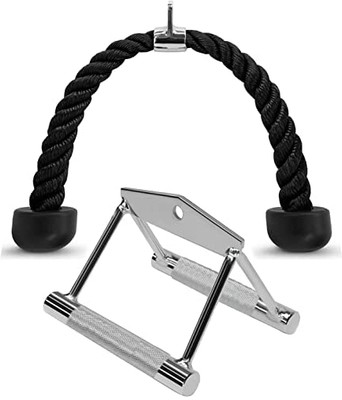 Dinetic Rowing Handle With Tricep Rope Multi-training Bar(Silver, Black)