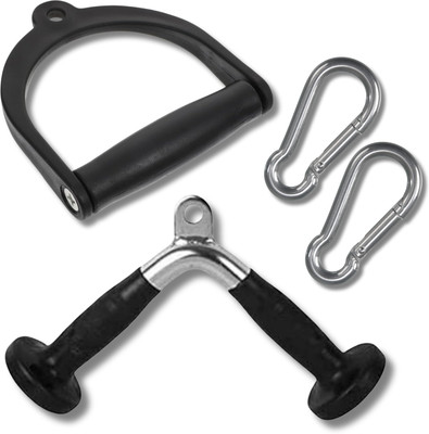 INSP Gym Cable Attachment Combo | Lat Pulldown Cable Attachment | D-Handle for Gym Triceps Bar(Black, Silver)