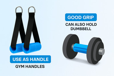 Leosportz 1 pair doorbell Grip with Gym handle attachment Hand Grip/Fitness Grip(Blue)