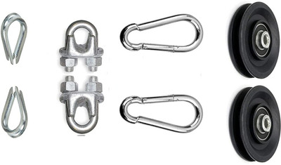 LCARNO Gym Machine Combo 2 4inch Pulley + 2 Wire Lock + 2 Snap Hook + 2 Thimbles Multi-training Bar