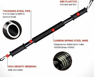 KAMPALA Power Twister Spring shoulder ,Chest Exerciser Multi-training Bar for workout Multi-training Bar(Black)