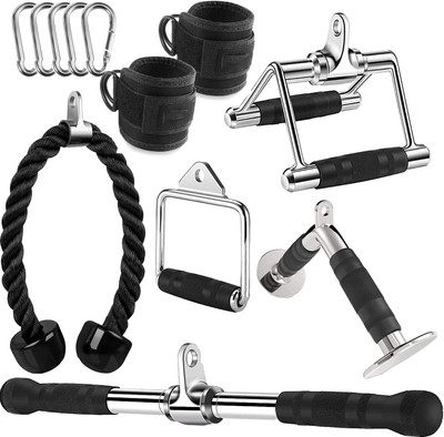 LCARNO Multi-Option: Double D Handle, V-Shaped Bar, Tricep Rope, Rotating Straight Bar Multi-training Bar