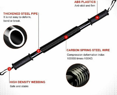 SIXTEEN Power Twister Bar 20kg Upper Body Exercise for Bicep Arm Strengthening/GHT128 Horizontal Bar(Black)