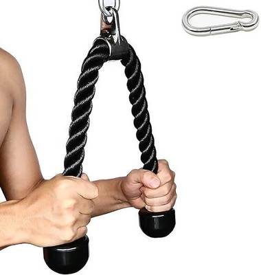 HACKERX 28-Inch Triceps Biceps Nylon Rope, Cable Machine Attachment + Steel Snap Hook Multi-training Bar(Black) HACKERX 28-Inch Triceps Biceps Nylon Rope, Cable Machine Attachment + Steel Snap Hook Multi-training Bar(Black)