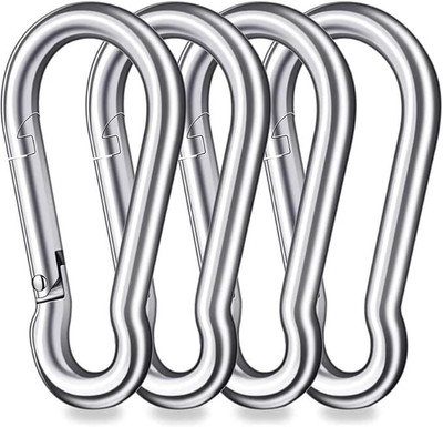 HFENTERPRISES Pack of 20 Stainless Steel Spring Snap Hook Carabiner/Hook Swing Connector Pull-up Bar(Silver)