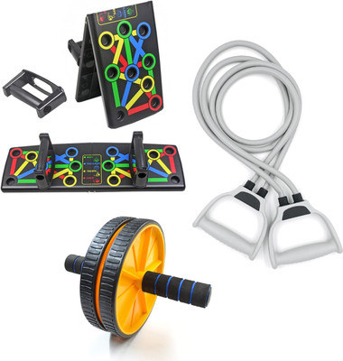 LIVOX Pushup Board And Ab Wheel Roller With Resistance Toning Tube Push-up Bar(Multicolor)