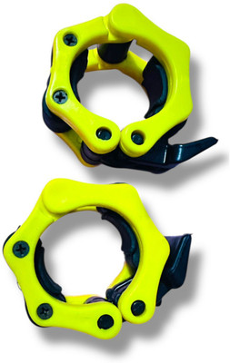 KR Durable Barbell Lock Clamps for Olympic Weightlifting Bars Multi-training Bar(Yellow)