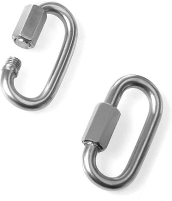 LCARNO 2Pc Heavy Duty Oval Shape Stainless Steel Screw Snap Hook Carabiner Connector Multi-training Bar