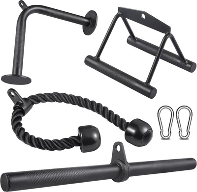 YMD Workout Cable Machine Attachment for Home Gym, LAT Pulldown Attachments, Multi-training Bar(Black)