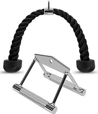 ABSSports Rowing Handle With Tricep Rope Multi-training Bar(Silver, Black)