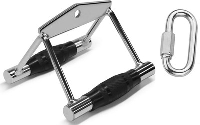 Dinetic Rowing Handle, Press Down Cable Machine Attachment, LAT Pulldown, Quick Locking Multi-training Bar(Silver)