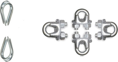 HACKERX Machine 4 Wire Lock with 2 Gym Machine Wire Cable Rope (Eye Lock) , Multi-training Bar