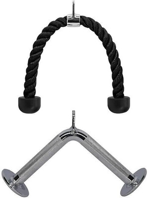 HOUSE OF COMMON Combo Tricep Rope/Tricep Pull Down Rope and V Bar Cable Attachment – Cable Bar Chin-up Bar