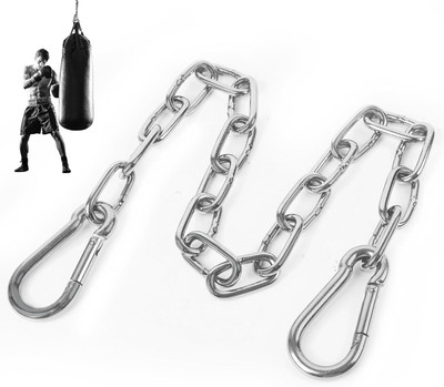 LCARNO 30 Inch Heavy Duty Chains,Stainless Steel Chain with 2 Carabiners Multi-training Bar(Silver)