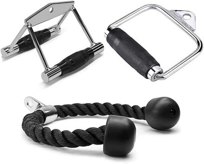 Dinetic GYM Combo Attachment TRICEP'S ROPE, ROWING HANDLE and Single D Handle Multi-training Bar