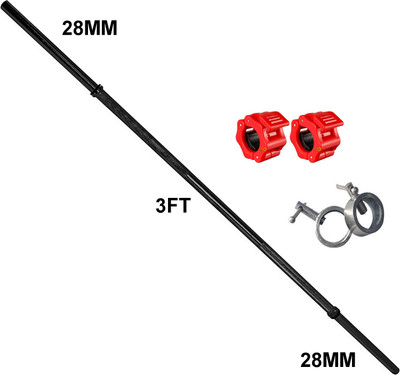 YMD 3FT Straight 28mm Black Powder Coating Weightlifting Rod With Clamps & Screw Weight Lifting Bar