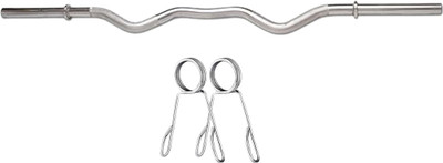 FIRE FITNESS Home Gym Workout 3 FEET CURLwith Locks Weight Lifting Bar