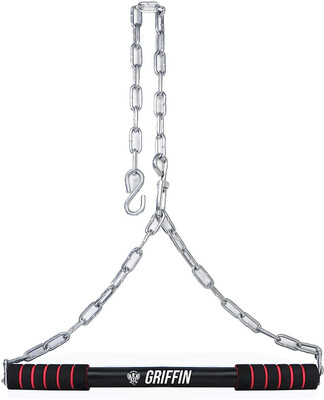GRIFFIN 4 FT Strength Training Gym Workout Hanging Rod Bar With Chain, 4 Ft Pull-up Bar