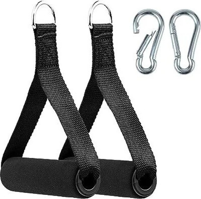 HOC Nylon Handle Cable Machine Attachment Resistance Band Handle With S Lock (2 Pcs) Weight Lifting Bar(Black)