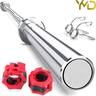 YMD 6 Feet Olympic Barbell Rod 50mm Outer Dia with Barbell Clamps and Spring locks Weight Lifting Bar