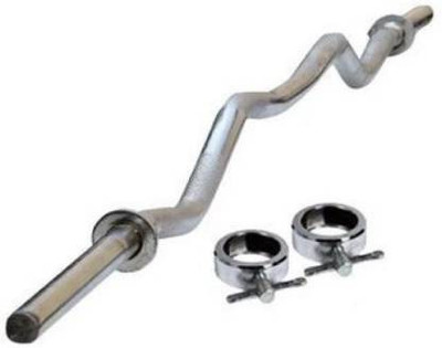 SBR Sports '3 FEET 19MM EZ CURL ROD / BEND BAR WITH LOCKS FOR HOME GYM EXERCISE Weight Lifting Bar(Silver)