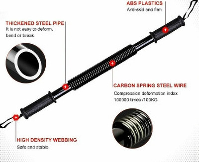 LIVOX Power Twister Bar 20kg Upper Body Exercise for Bicep Arm Strengthening/GHT128 Multi-training Bar(Black)