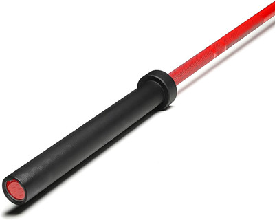 Dinetic 7 feet RED BAR Olympic Weightlifting Powerlifting Gym Crossfit Barbell Rod 15kg Weight Lifting Bar
