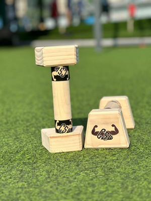 Calistreet workout Wooden parallettes mini for gymnastics, calisthenics yoga bar Push-up Bar(Brown)