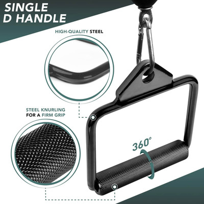 Dinetic Double D Row Handle Cable Attachment for Weight Workout Multi-training Bar