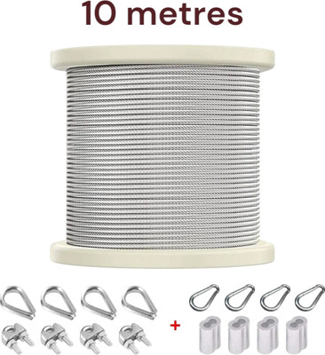 zenithfitness Gym Machine Cable Wire Rope PU Coated Inside Steel Transparent 10 Metres Multi-training Bar(Silver)