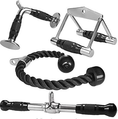 FITRXX Combo Tricep Rope/Tricep Pull Down Rope and V Bar Cable Attachment – Cable Chin-up Bar
