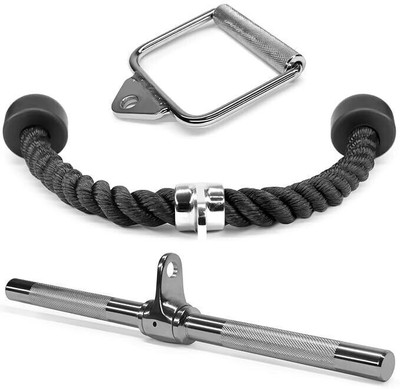 HOUSE OF COMMON Combo D Handle Cable Attachment, Rotating Straight Bar, and Tricep Rope/Tricep Chin-up Bar
