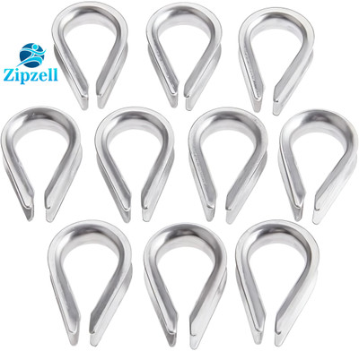 Zip Zell Sports Gym Machine Wire Cable Rope-Thimble (Eye Lock) Set of 10 pcs Weight Lifting Bar(Silver)