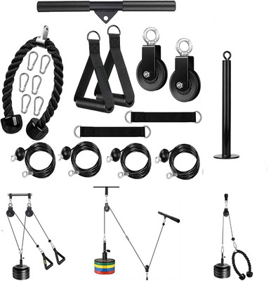 HACKERX Weight Cable Pulley System Gym, Upgraded Fitness Weight Lift Pulley System Multi-training Bar