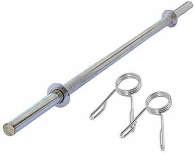 Etahmart 3 Feet 19 MM Straight Rod 2 Piece Locks Weight Lifting Bar Weight Lifting Bar(Silver)