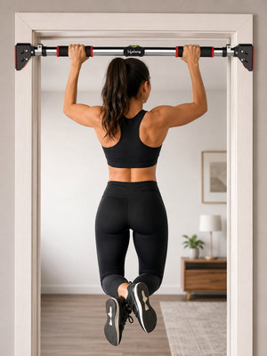 Lifelong Pull Up Bar for Home Workout Chin Up Bar 75-92CM Max User Weight 200kg Pull-up Bar(Black)