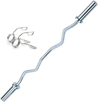 FW Sports 4ft curl olympic rod Weight Lifting Bar(Silver)