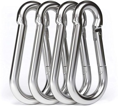 Active Sports & Fitness Arena Heavy Duty Safety Lock Cable Attachment Stainless Steel Spring Hook(PACK OF 4PC) Multi-training Bar(Silver)