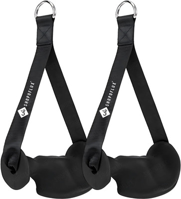 Shopoflux Ergonomic D Handle Grips Tricep (Set of 2) (Black TPE) Multi-training Bar