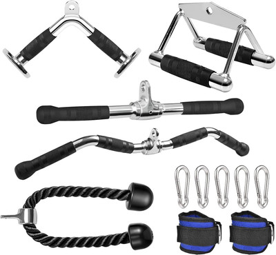 YMD 6 Pieces Cable Machine Accessories Set - LAT Bar Cable Machine Attachment Multi-training Bar