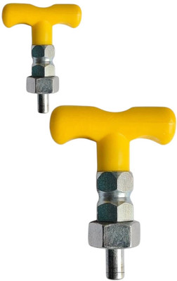 zenithfitness 2 pc T-Catcher Pin Plunger Nob 10mm Weight Lock Pull Multi-training Bar(Yellow, Silver)