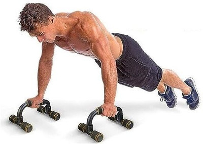 Jhaenterprise Fitness 1 Pair Pushup Handles with Cushioned Foam Grip pack 1 Push-up Bar(Black)