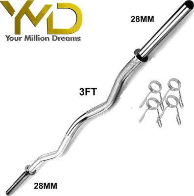 YMD 3FT Curl 28mm weightlifting rod With Barbell Clamp and Spring Locks Weight Lifting Bar