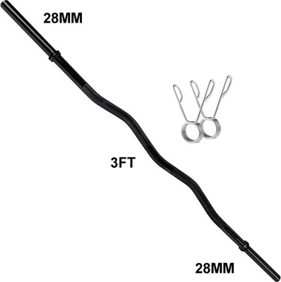 YMD 3FT Curl 28mm Black Powder Coating Weightlifting Rod With Spring Collar Weight Lifting Bar